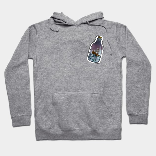 Ship Bottle Ocean Sea Love Sticker Art 3D Pirate Hoodie by Kibo2020